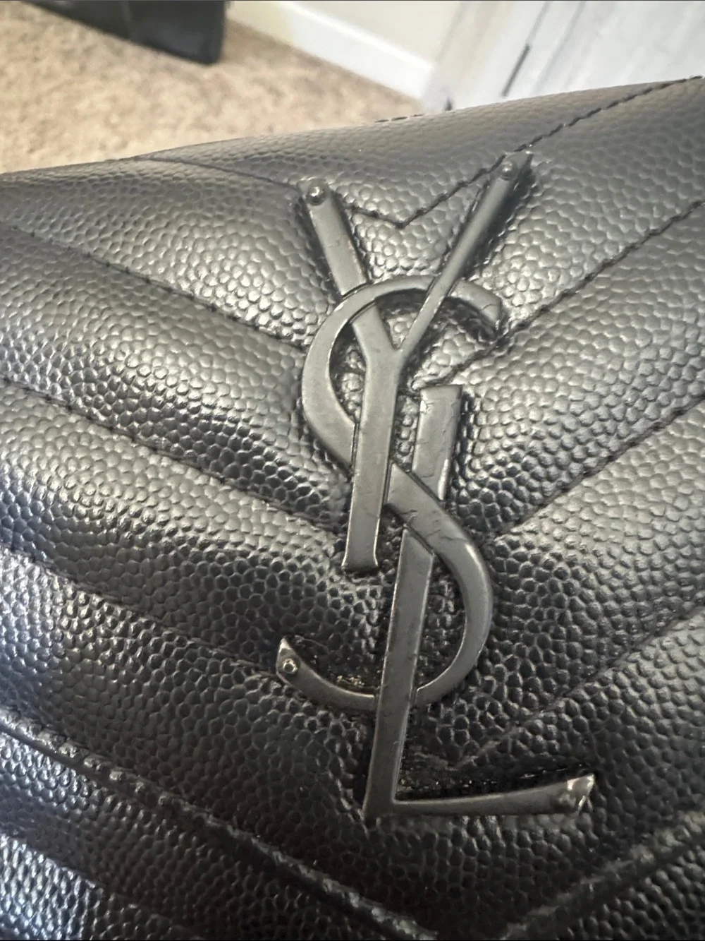 Saint Laurent Cassandre YSL Monogram Large Flap Wallet Black Retails $950 - Picture 3 of 11